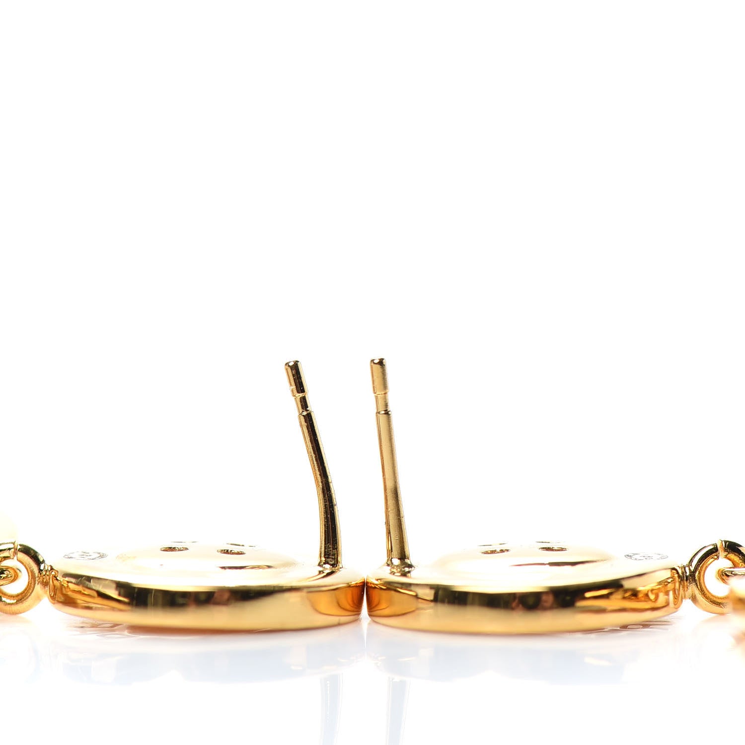 Chanel Metal Large Paris Button Earrings Gold 3 of 4