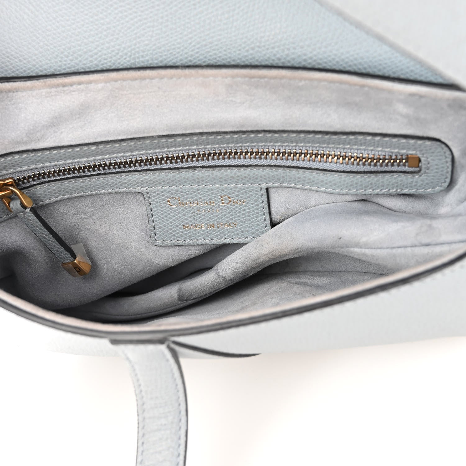 Christian Dior Grained Calfskin Saddle Bag Grey Stone 5 of 15