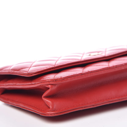 Chanel Lambskin Quilted Wallet On Chain WOC Red 5 of 11