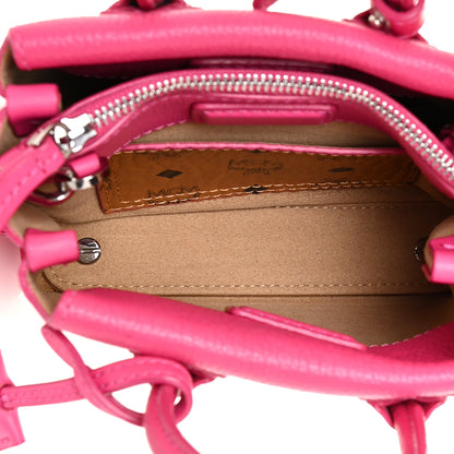 MCM Grained Calfskin X-Mini Milla Tote Beetroot Pink 6 of 16