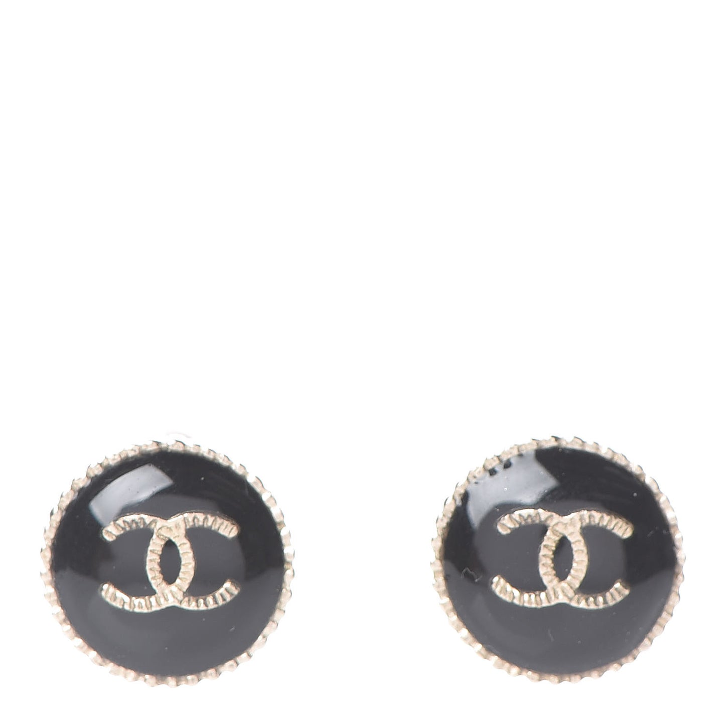 Resin CC Earrings Black Gold