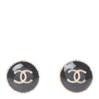 Chanel Resin CC Earrings Black Gold 1 of 5