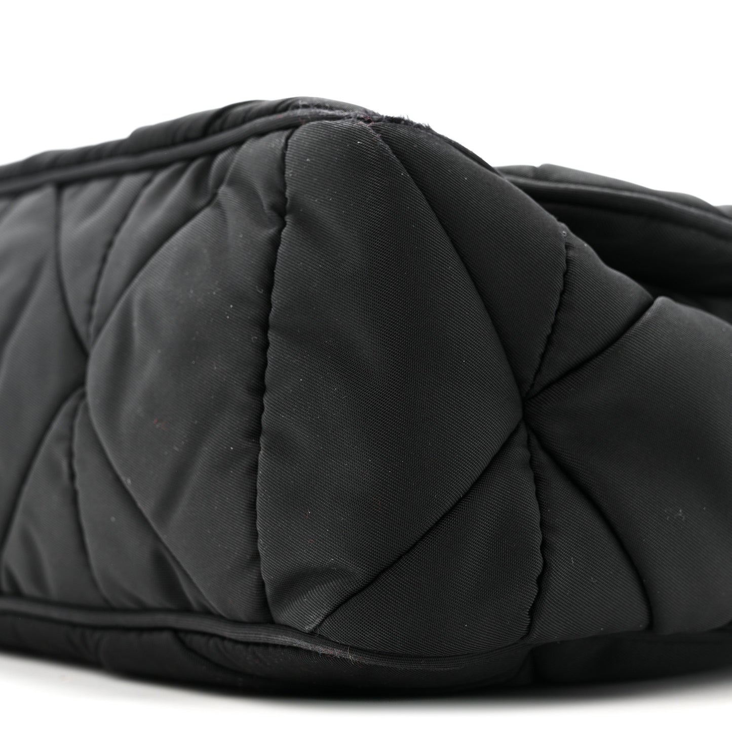 Re-Nylon Quilted Padded Flap Shoulder Bag Black