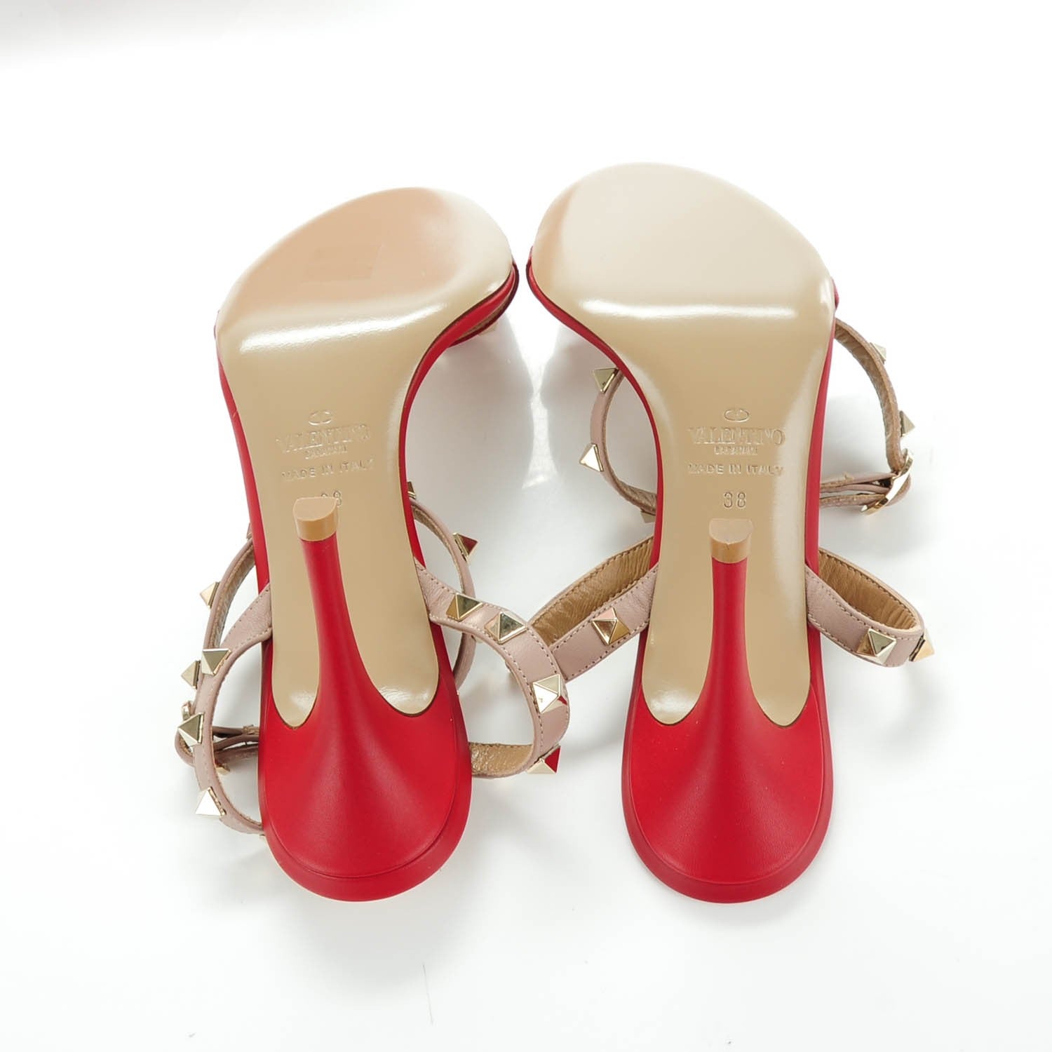 Valentino Garavani Calfskin Rockstud Ankle Strap 85mm Sandals 38 Rosso Valentino Poudre 8 of 8
