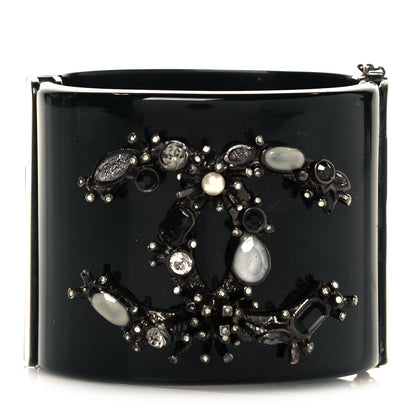 Chanel Crystal Marquise CC Logo Cuff Bracelet Black Multicolor 1 of 9