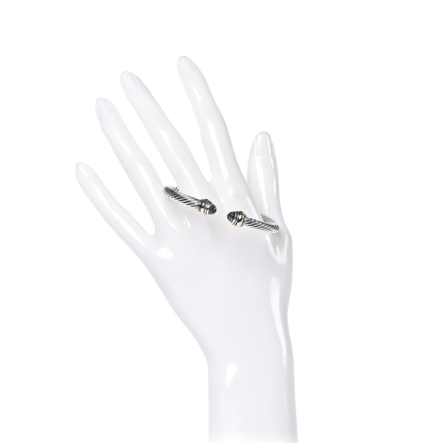 Sterling Silver 14K Yellow Gold Prasiolite 5mm Cable Classics Bracelet