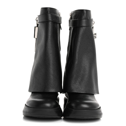 Givenchy Grained Calfskin Shark Lock Biker Ankle Boots 37 Black 2 of 9