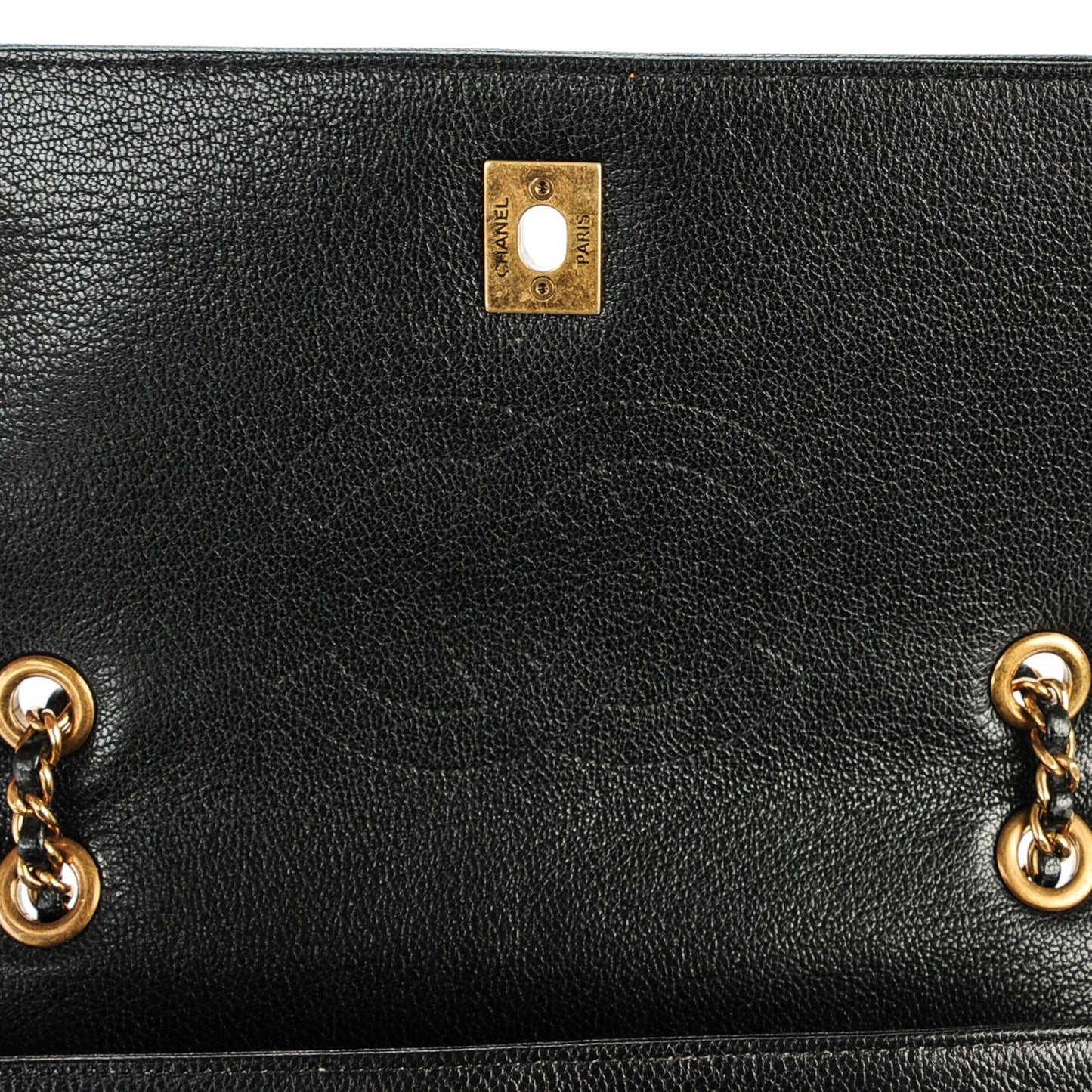 Shiny Goatskin Diagonal Quilted Small Flap Black