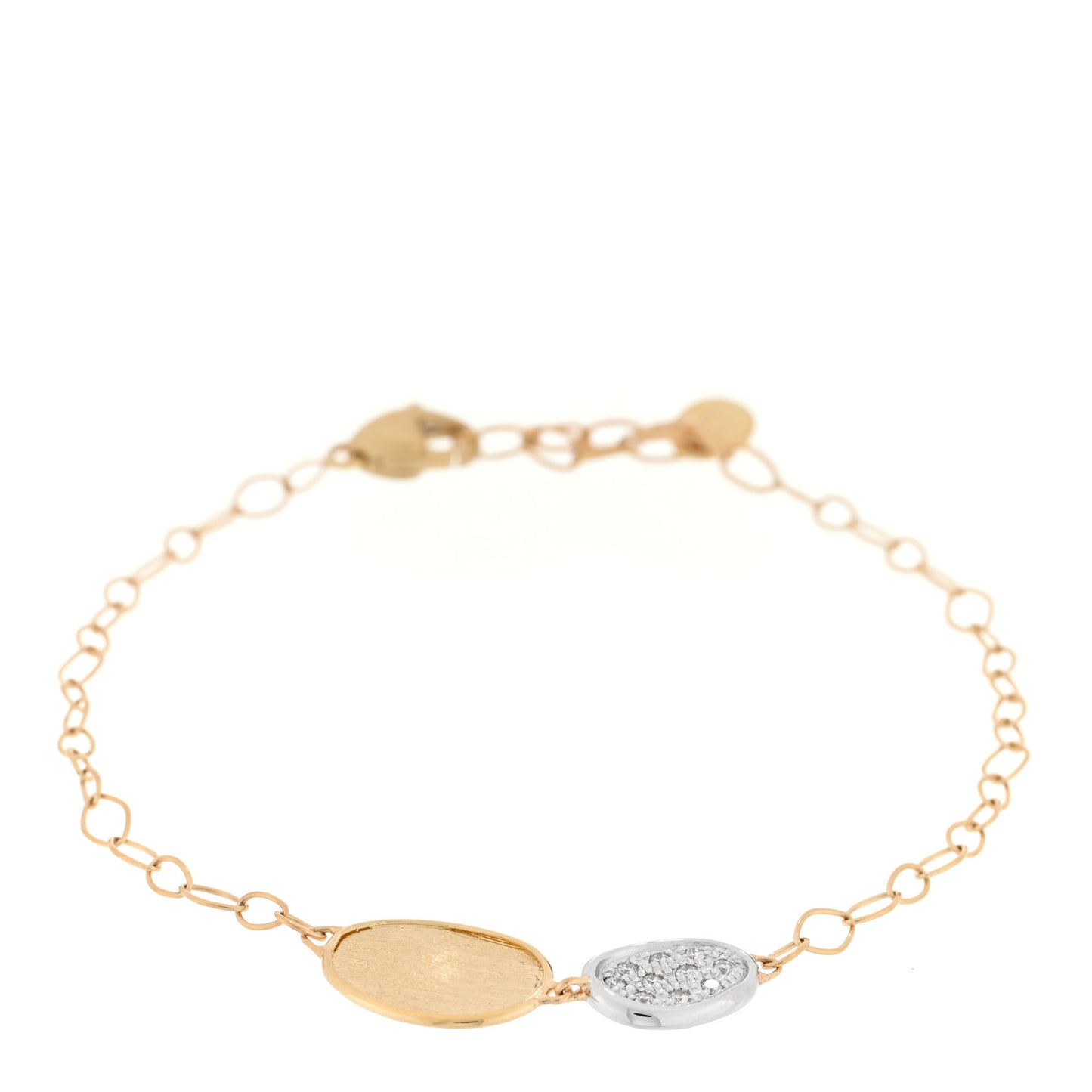 18K Yellow White Gold Diamond Lunaria Petite Double Leaf Bracelet