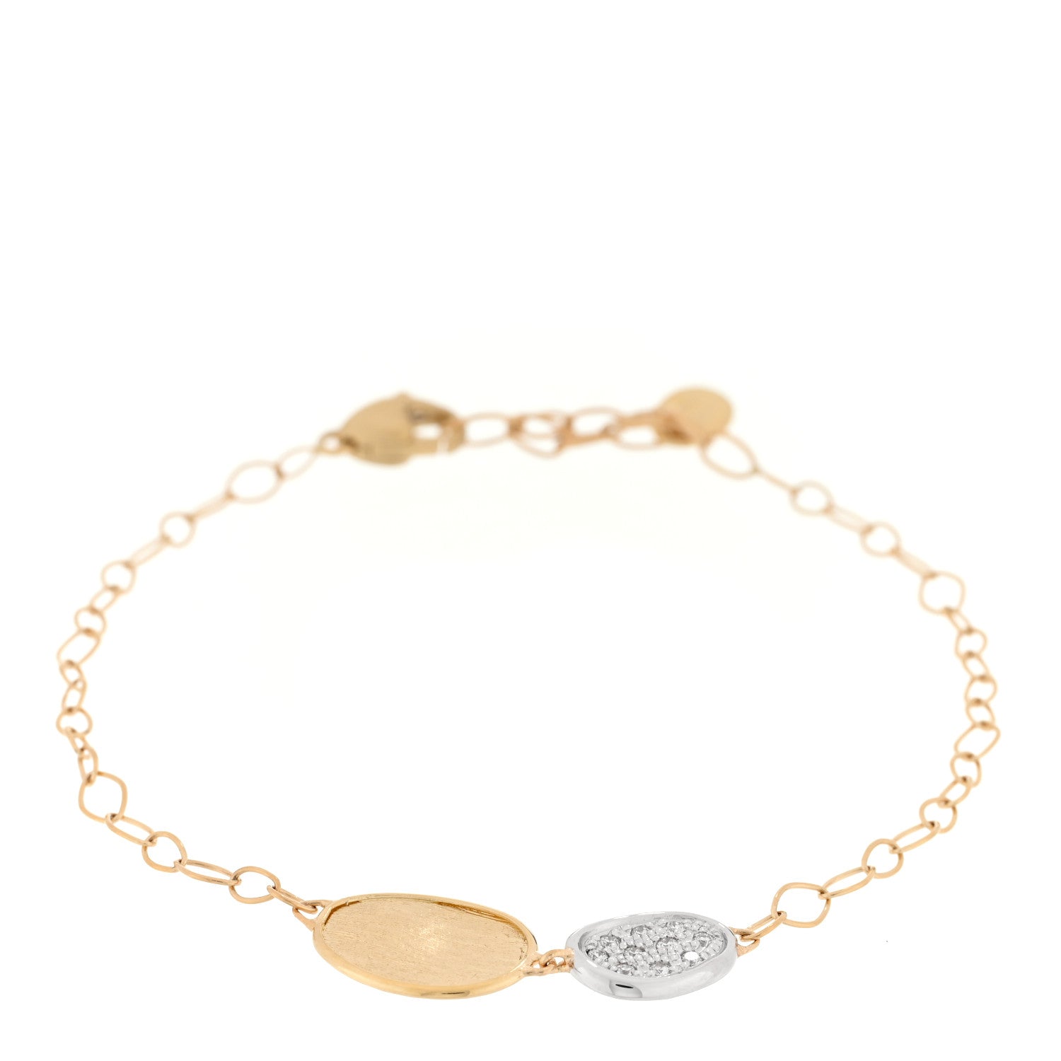 Marco Bicego 18K Yellow White Gold Diamond Lunaria Petite Double Leaf Bracelet 1 of 3