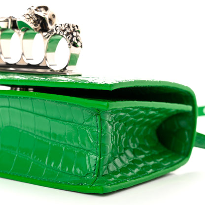Alexander McQueen Calfskin Crocodile Embossed Knuckle Shoulder Bag Green 9 of 10