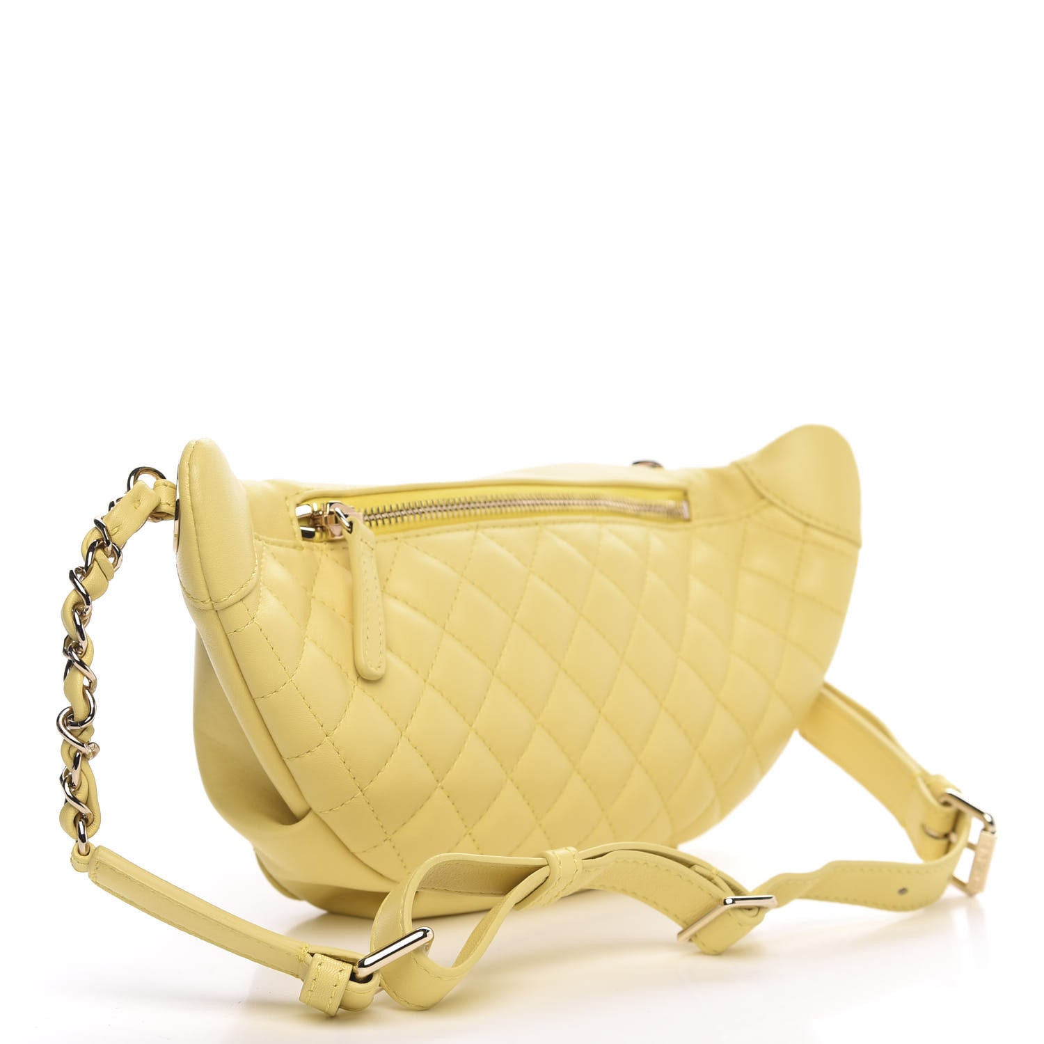Chanel Lambskin Quilted Waist Belt Bag Yellow 3 of 9