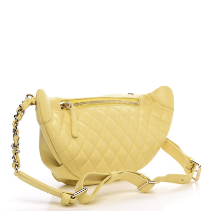 Chanel Lambskin Quilted Waist Belt Bag Yellow 3 of 9