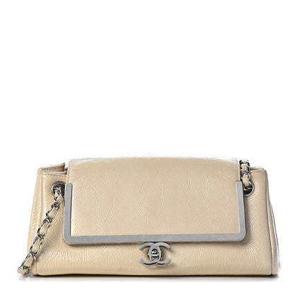 Chanel Distressed Patent Calfskin Frame Accordion Flap White 1 of 11