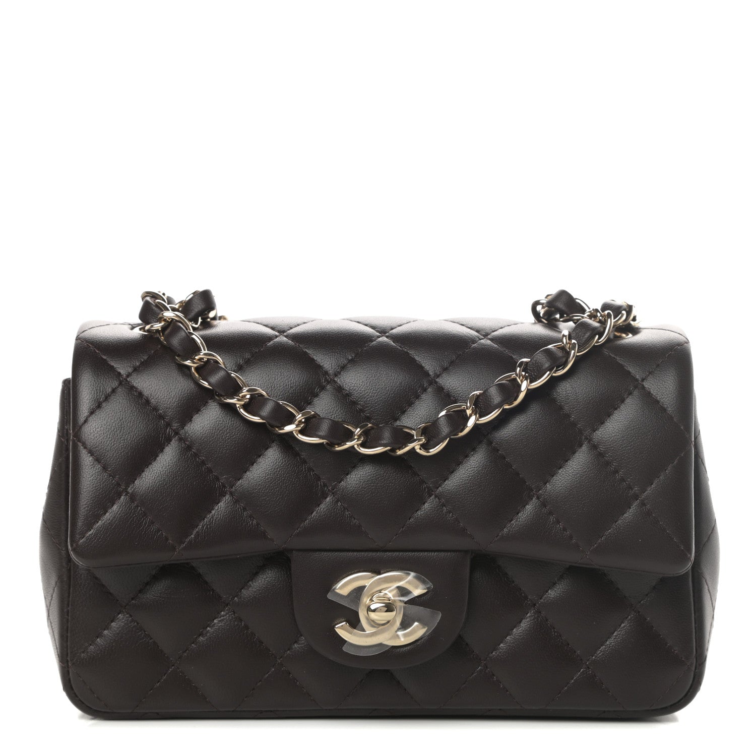 Chanel Lambskin Quilted Mini Rectangular Flap Dark Brown 1 of 11
