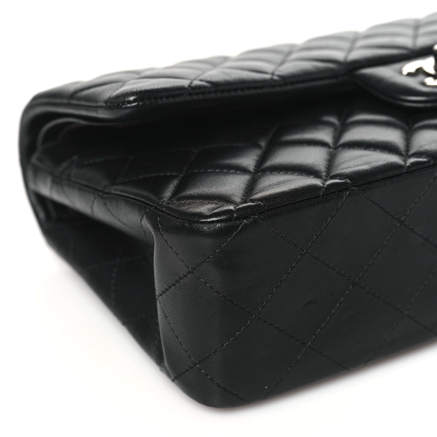 Lambskin Quilted Medium Double Flap Black