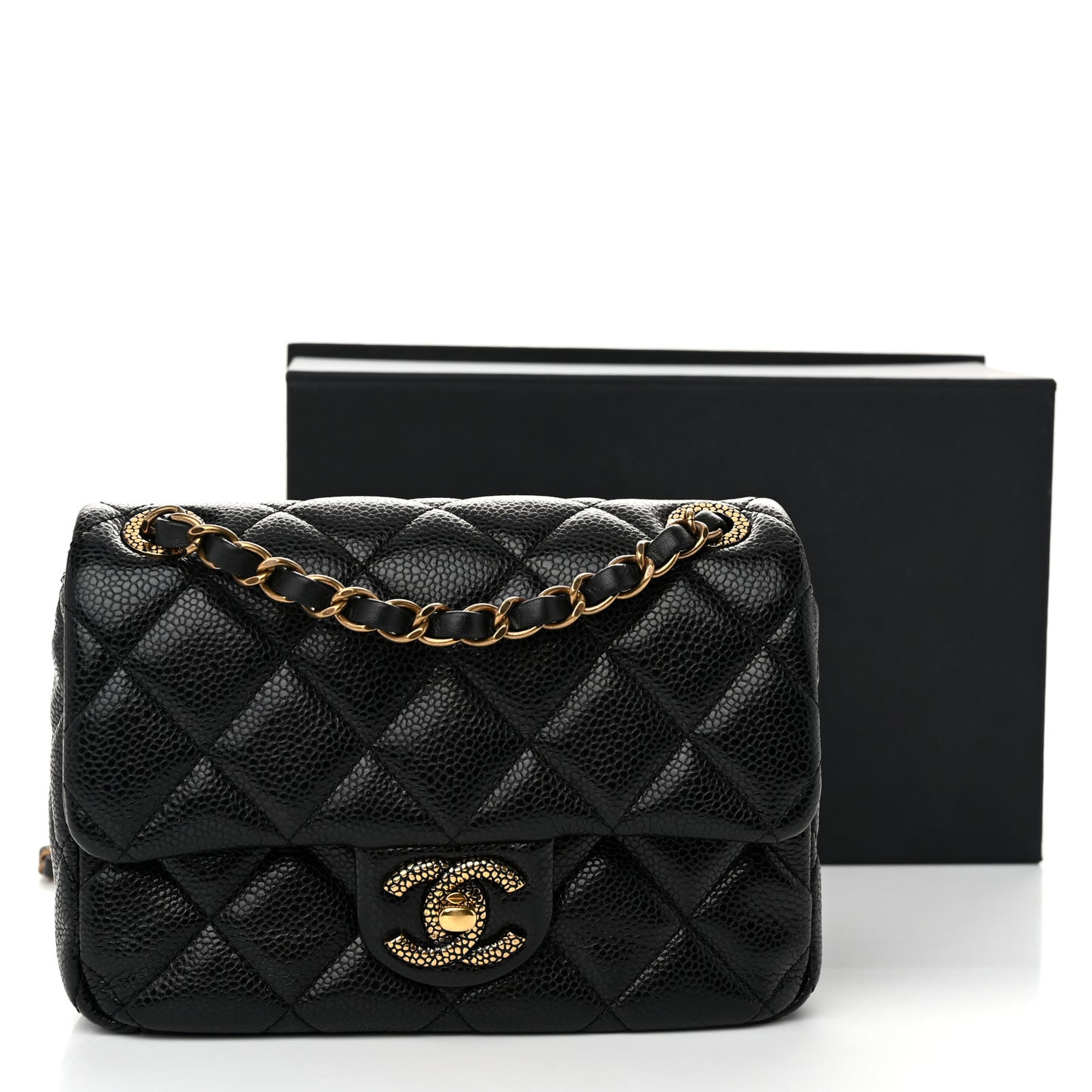 Grained Lambskin Quilted Mini Flap Black