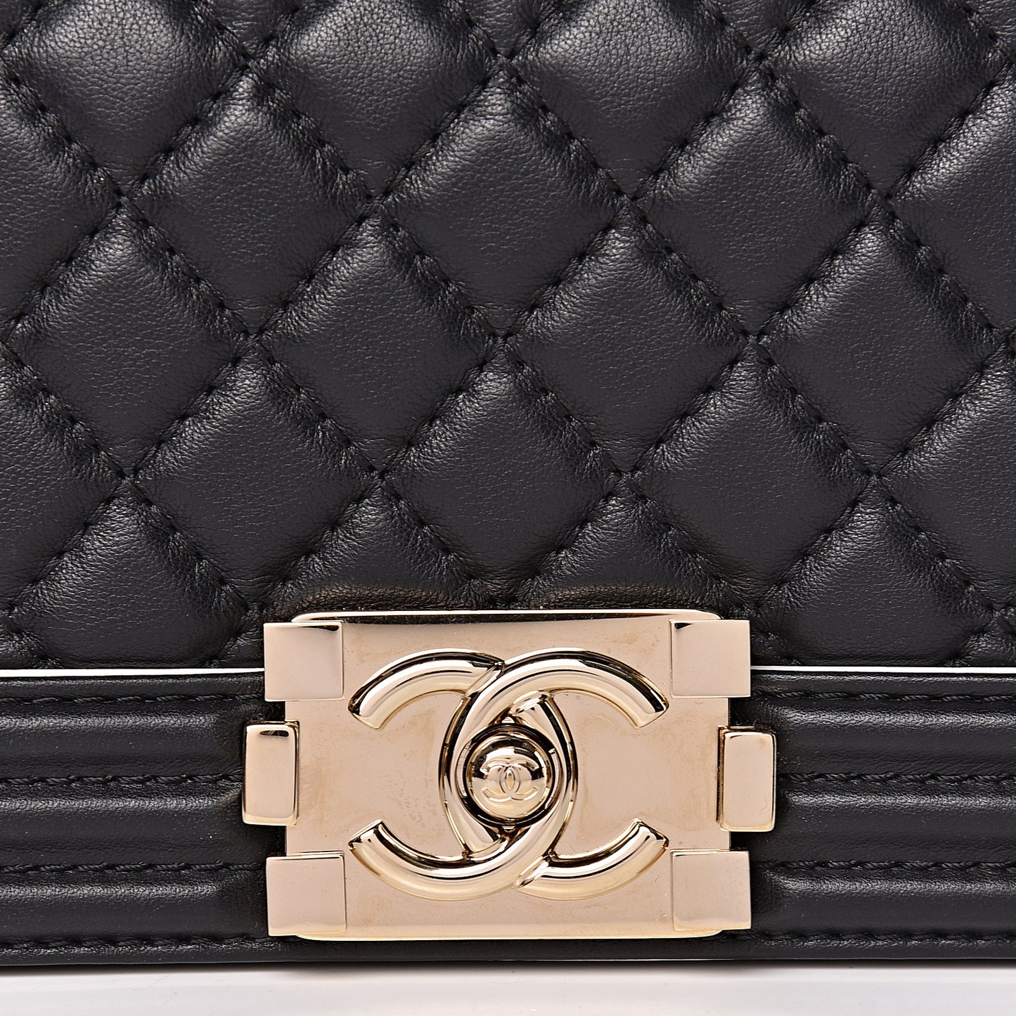 Calfskin Quilted Small Boy Top Handle Flap Black
