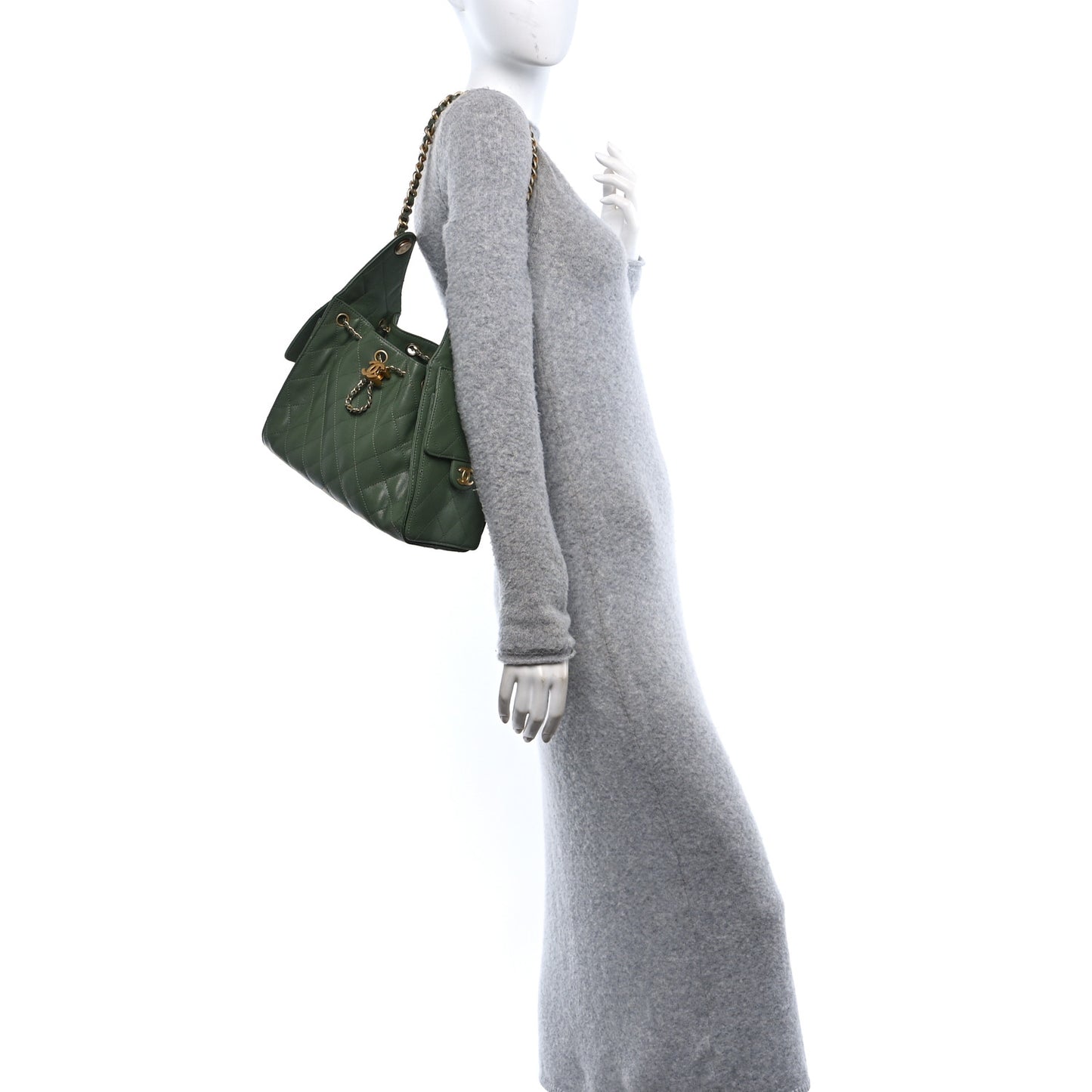 Caviar Quilted Small Chanel 25 Handbag Khaki