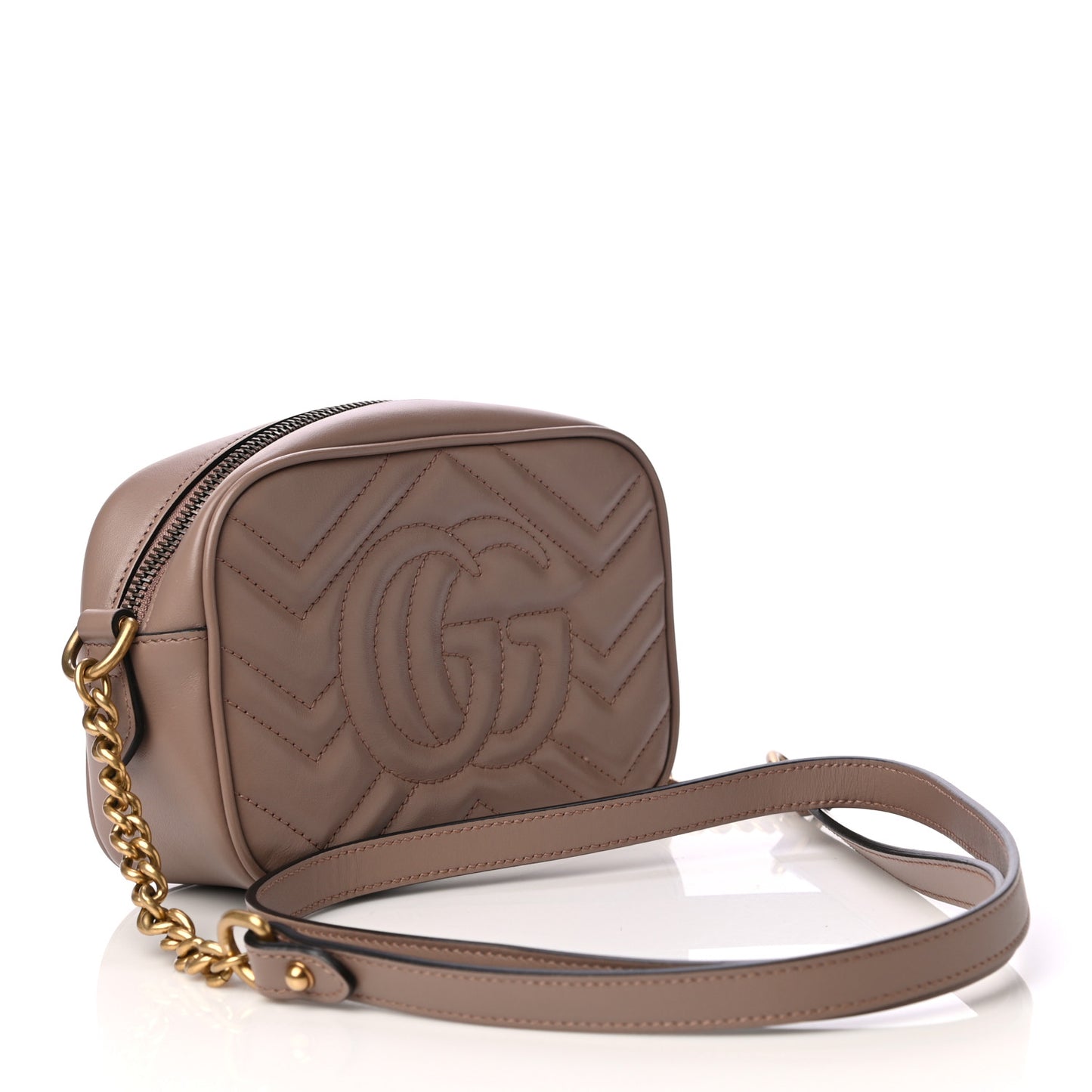 Calfskin Matelasse Mini GG Marmont Chain Shoulder Bag Porcelain Rose