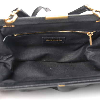 Balenciaga Grained Calfskin Logo Cloud Clutch XS Black 4 of 8