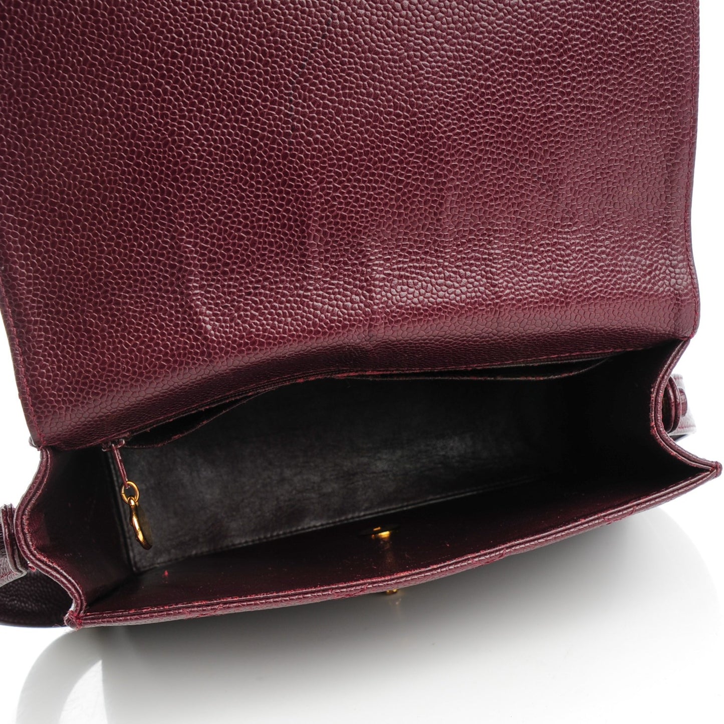 Caviar Stitched Shoulder Flap Burgundy