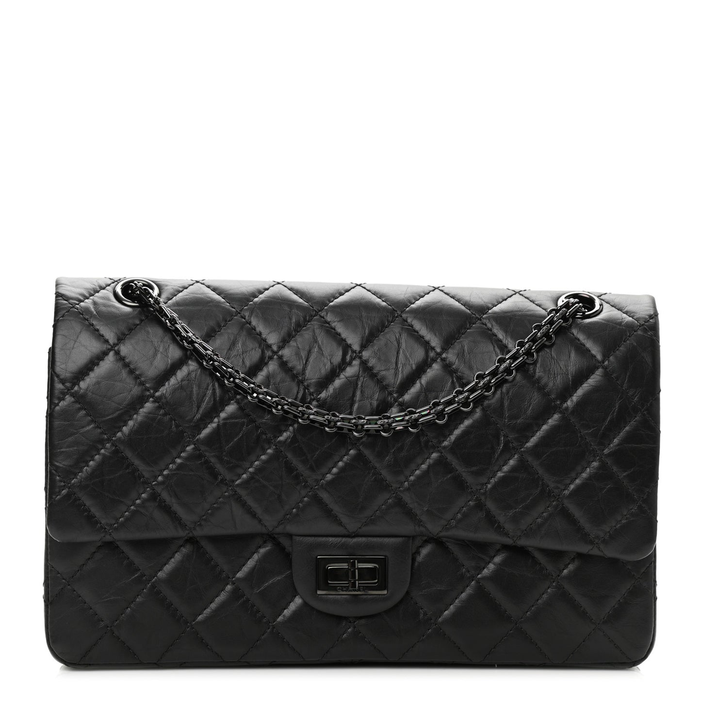 Aged Calfskin Quilted 2.55 Reissue 226 Flap So Black