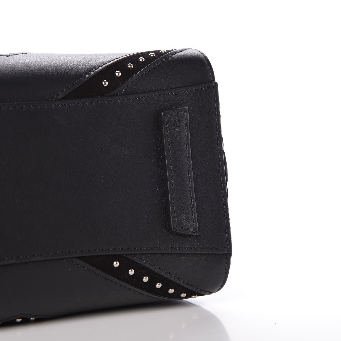 Calfskin Suede Mini Studded Chevron Antigona Black