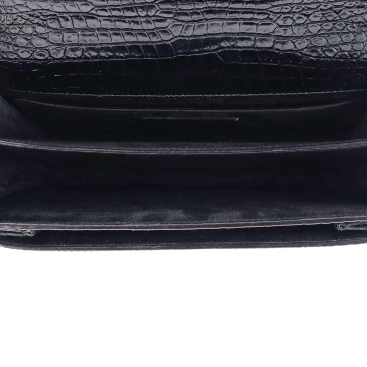 Calfskin Crocodile Embossed Medium Monogram Sunset Black