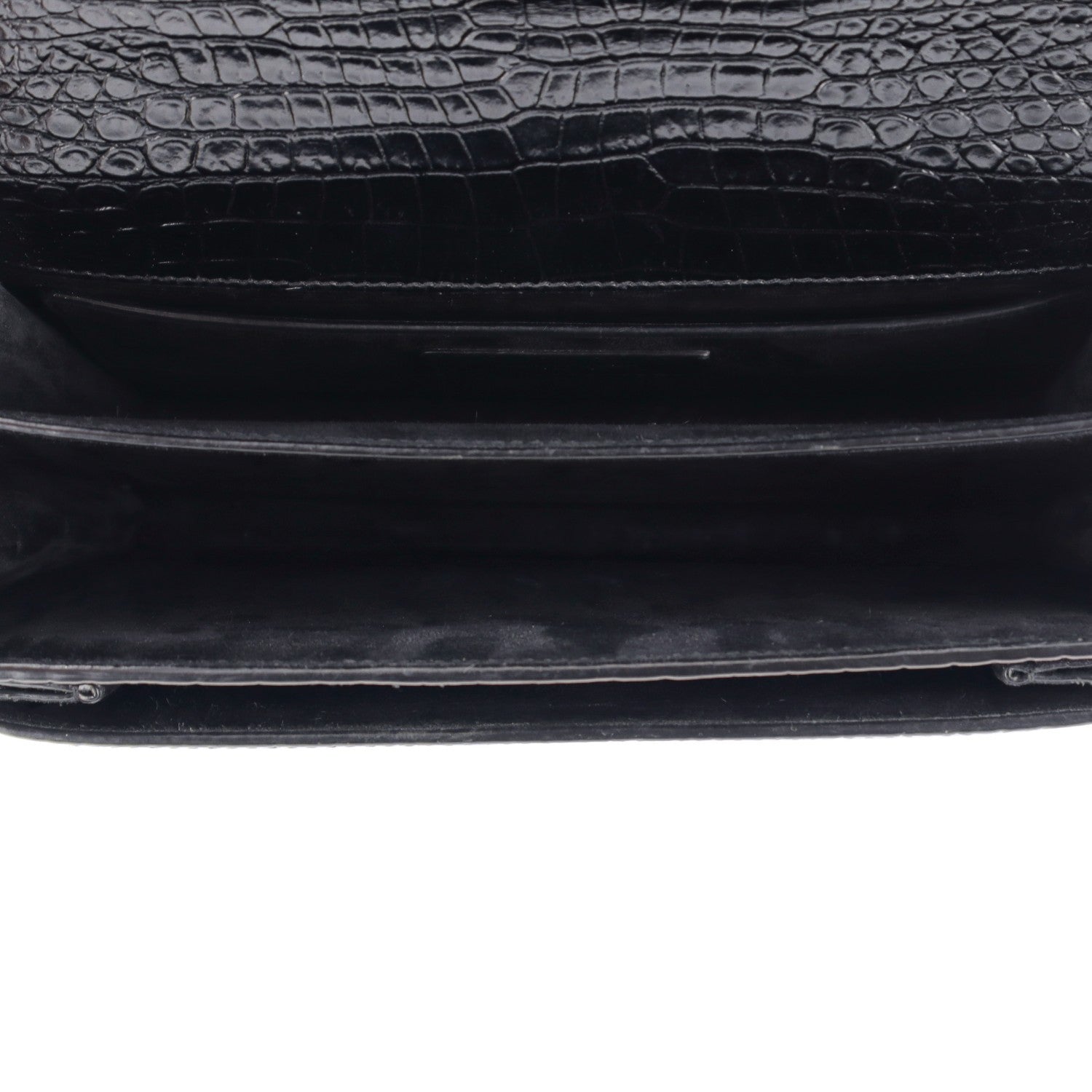 Saint Laurent Calfskin Crocodile Embossed Medium Monogram Sunset Black 6 of 11