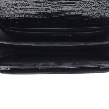 Saint Laurent Calfskin Crocodile Embossed Medium Monogram Sunset Black 6 of 11
