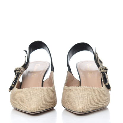 Christian Dior Natural Canvas Ribbon J'Adior Slingback 65mm Pumps 36 Black Cream 2 of 15