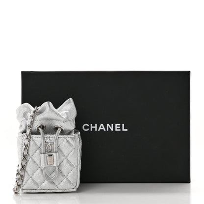 Chanel Metallic Caviar Quilted Mini Drawstring Bucket Bag Silver 8 of 8