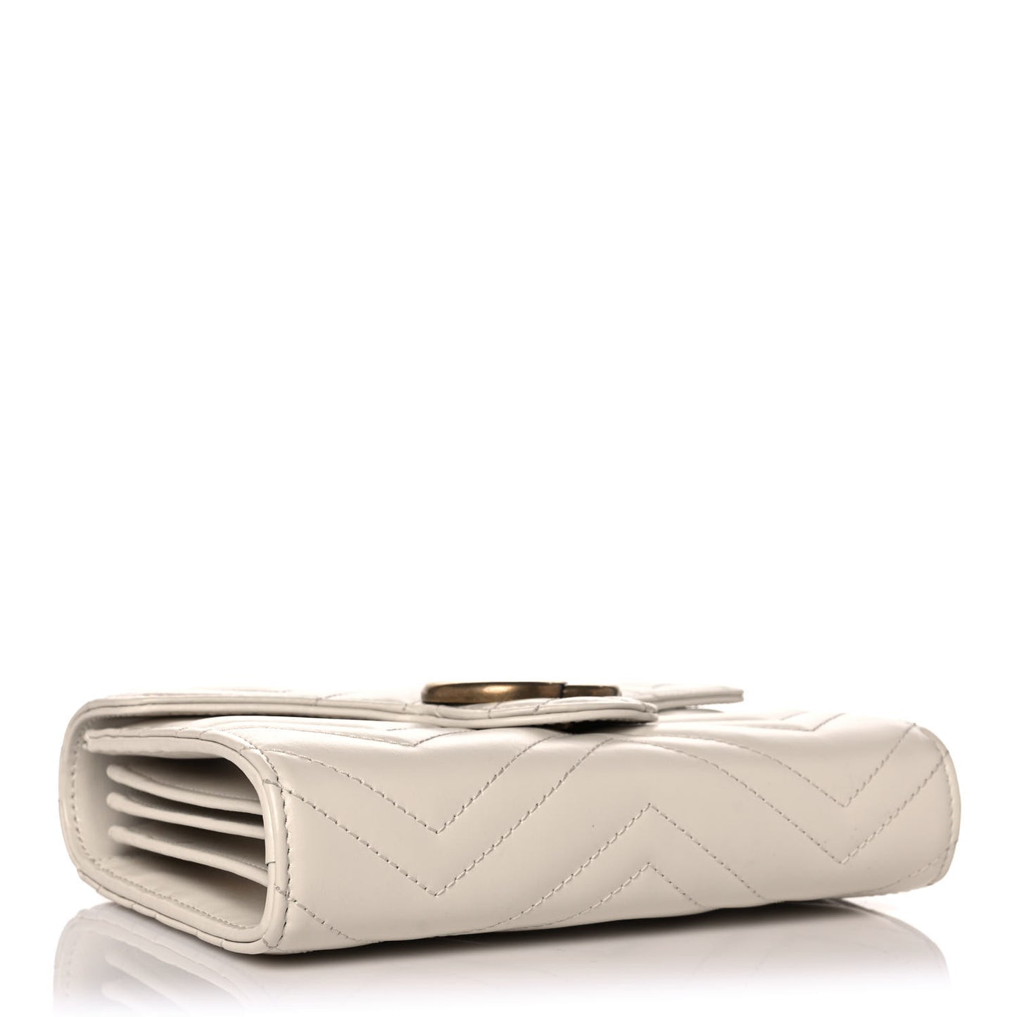 Calfskin Matelasse GG Marmont Chain Wallet Mystic White