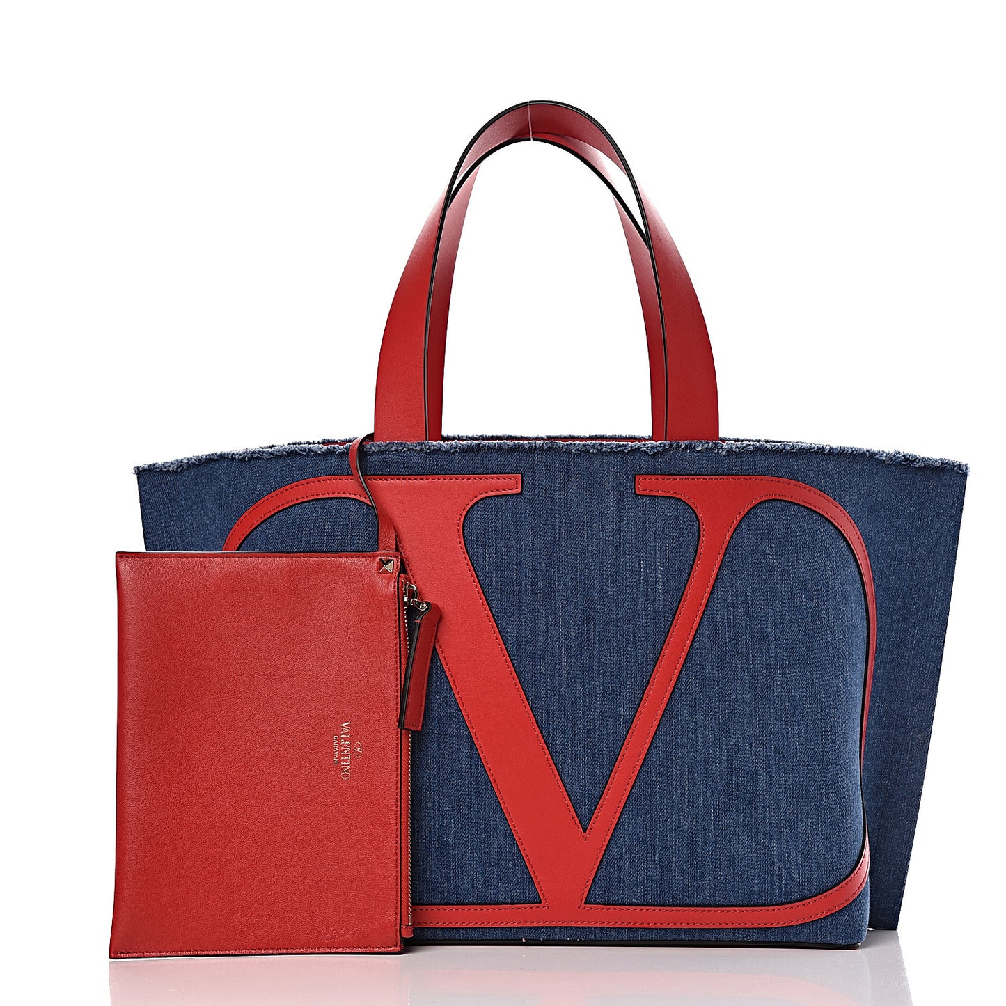 Denim Vlogo Small Escape Tote Blue Red