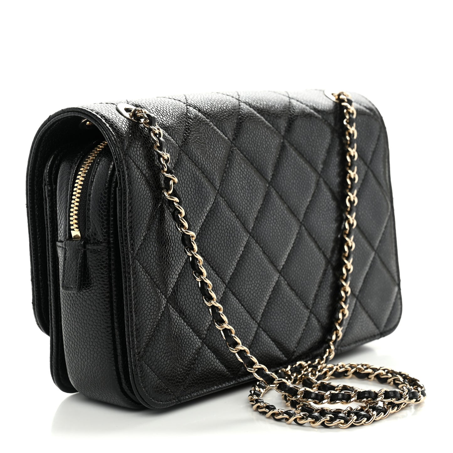 Caviar Quilted Single Flap Black