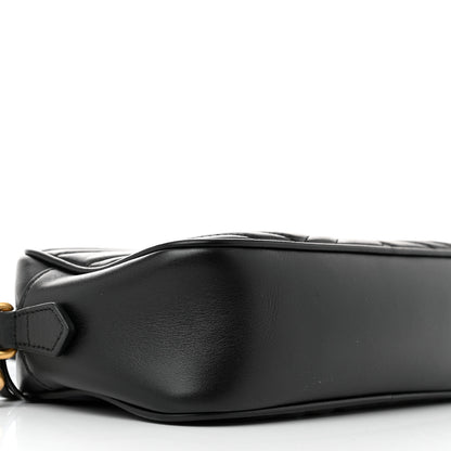 Gucci Calfskin Matelasse Small GG Marmont Chain Shoulder Bag Black 9 of 11