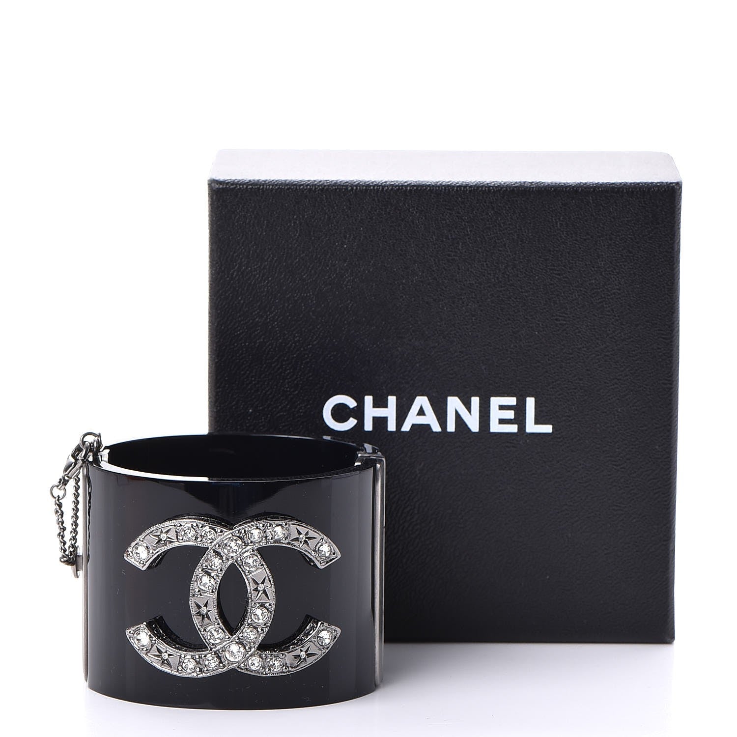 Chanel Resin Crystal CC Cuff Black 6 of 6