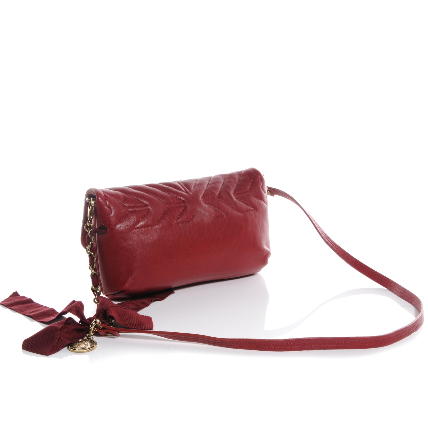 Lambskin Quilted Happy Crossbody Bag Red