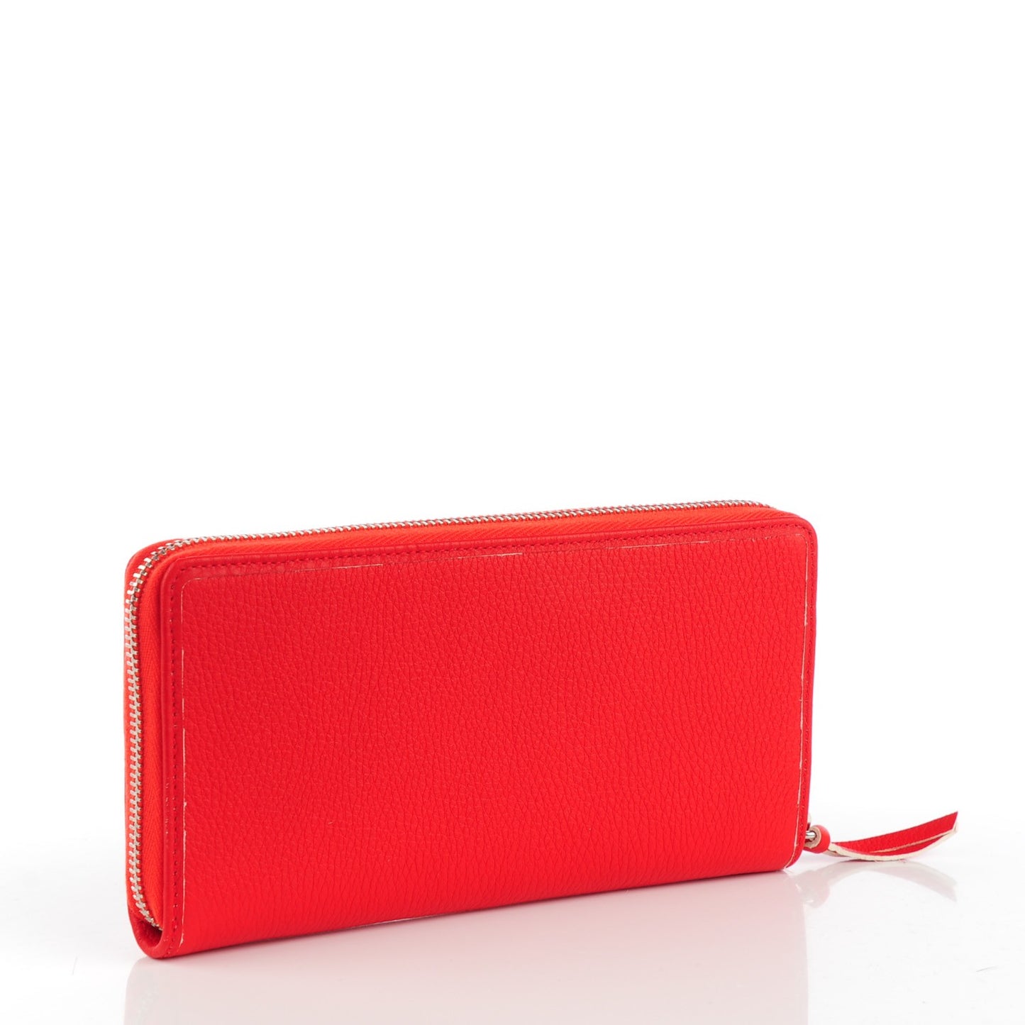 Supple Grained Calfskin Classic Silver Hardware Highlight Continental Zip Around Wallet Rouge Fraise