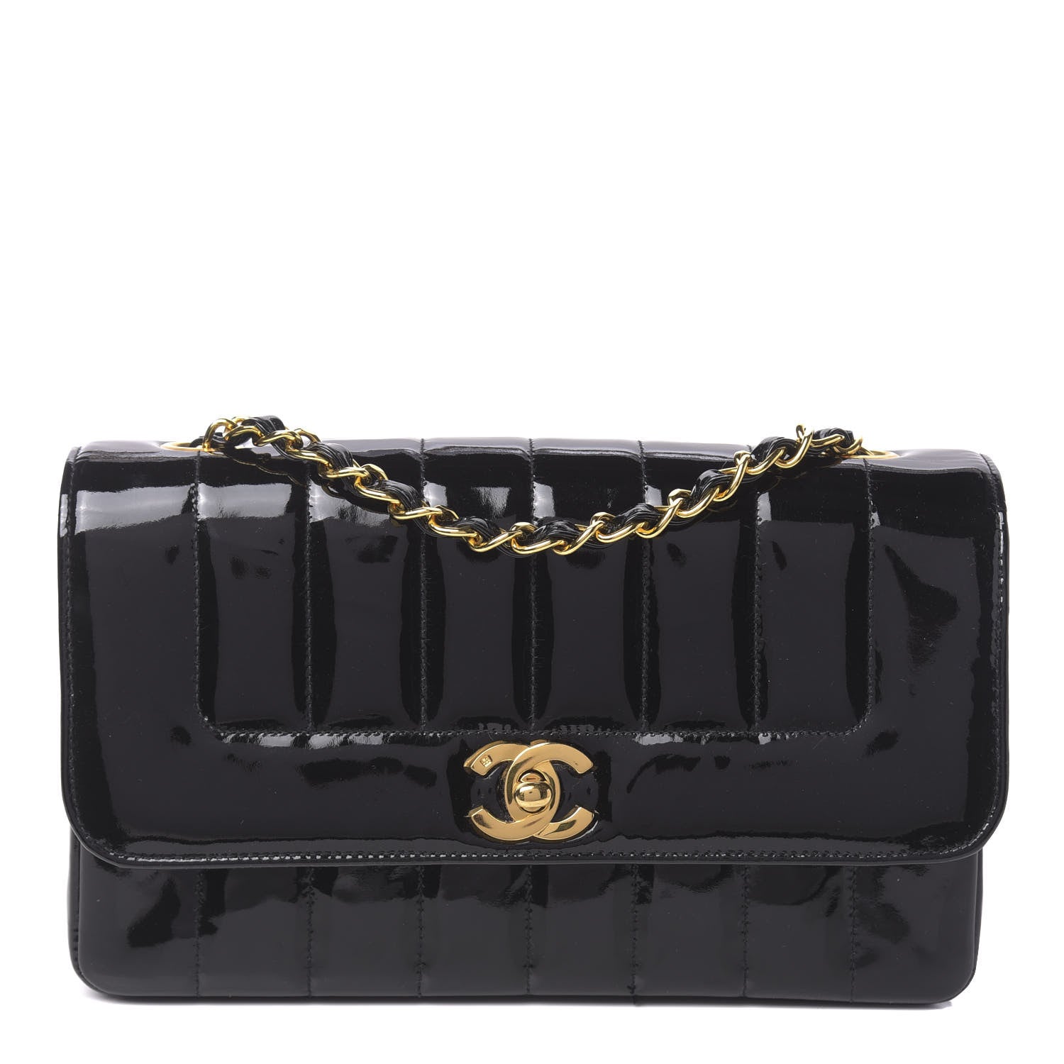 Chanel Patent Vertical Quilted Mini Rectangular Flap Black 1 of 12