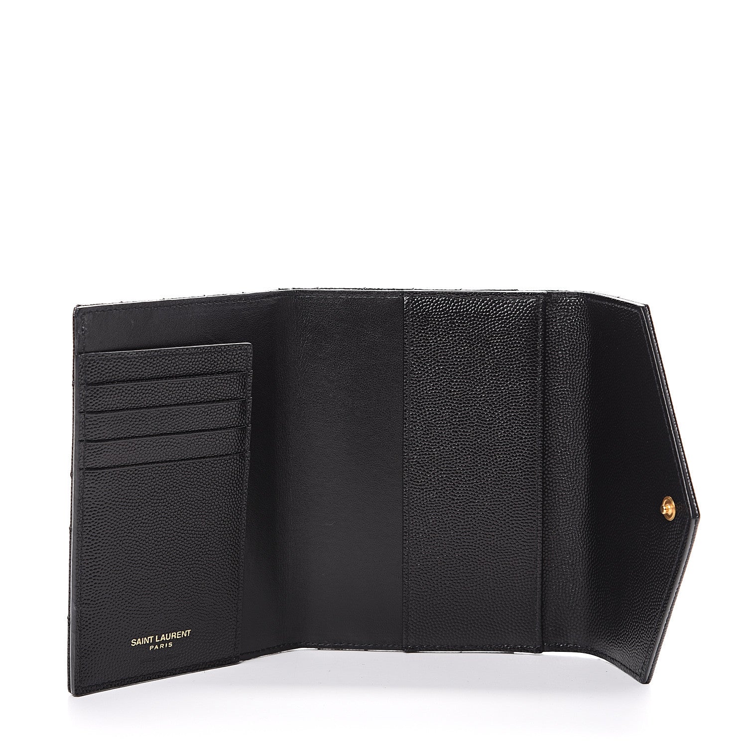 Saint Laurent Grain De Poudre Matelasse Chevron Small Monogram Passport Case Black 4 of 8