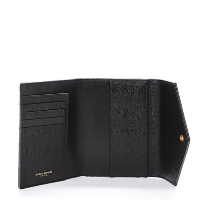 Saint Laurent Grain De Poudre Matelasse Chevron Small Monogram Passport Case Black 4 of 8