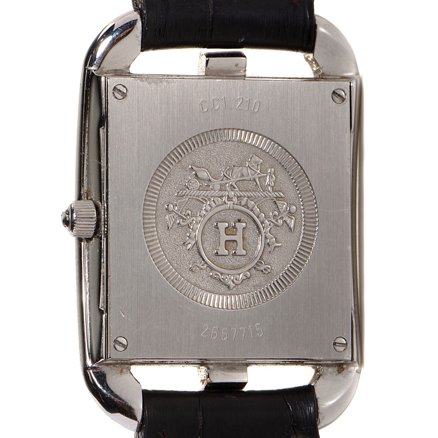 Hermes Stainless Steel Alligator 23mm Cape Cod Quartz Watch Noir 4 of 9