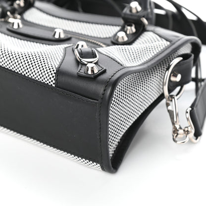 Balenciaga Calfskin Twill Classic Silver Hardware Mini City Black White 8 of 8