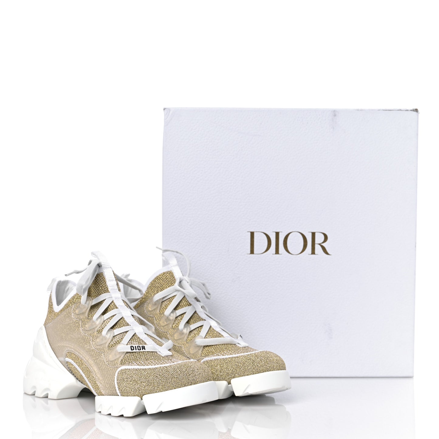 Laminated Knit D-Connect Sneakers 38.5 Gold