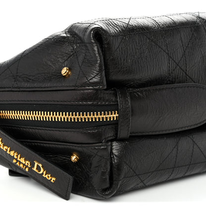 Christian Dior Crinkled Calfskin Macrocannage Small D-Journey Bag Black 9 of 10