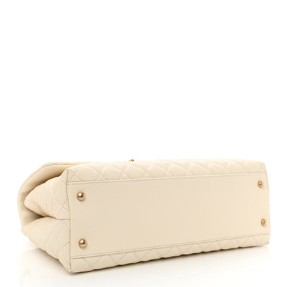 Chanel Caviar Lizard Quilted Medium Coco Handle Flap Ivory 4 of 10