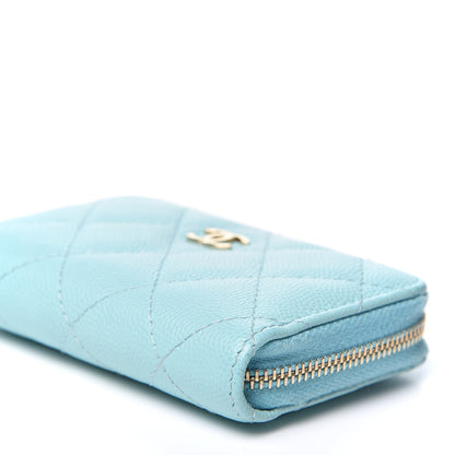 Chanel Caviar Quilted Zip Coin Purse Light Blue 6 of 9