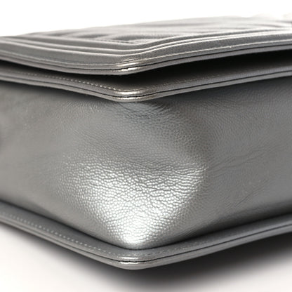 Chanel Caviar Chevron New Medium Boy Flap Silver 8 of 9